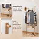 SOBIBO Wood Coat Rack Freestanding with Shelves & Hooks, 15.75inch, Natural