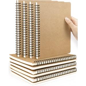 A5 Spiral Notebooks Blank Journal 10-Pack, Softcover Unlined Sketch Pad for Drawing, Writing, Note Taking Travel Memo Notepads Diary Planner, 100 Pages/ 50 Sheets,8.3 "x 5.8"(Brown) (Brown-10pack)