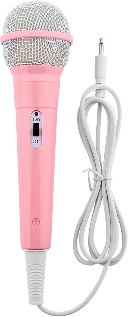 Wired Microphone, Wired Dynamic Microphone 3.5mm Jack Lightweight No Battery for Kids Singing Mechine Home (Pink)