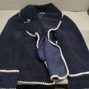 Cicy Bell Women's Sherpa Fleece Jacket Casual Collar V Neck Fuzzy Coats Contrast Trims Open Front Winter Outwear, Medium