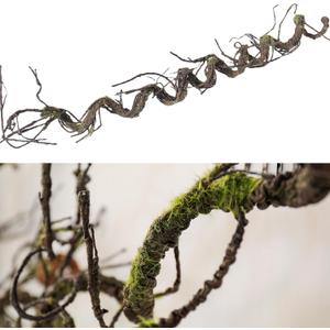 1Pcs 71inch Bendable Artificial Floral Grapevine Garland Fake Realistic Woody Tree Branches Plants Twigs Stems Trunk with Moss for Outdoor Mantel Wall Hanging Garden Halloween Jungle Room Decoration