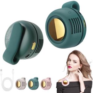Portable Silent Mini Bladeless Electric Fan, Mini Whirlwind Fan for Waist Clip Fan, 3 Speeds HandsFree Neck Fan,Suitable for Outdoor & Travel & Office, Travel Accessories, Gift (Green)