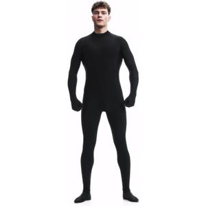 ATHX Men's and Women's Bodysuit Costume Back Zipper Spandex Headless Halloween Cosplay Unitard Stretchy Zentai Skin Suit (Large, Black)