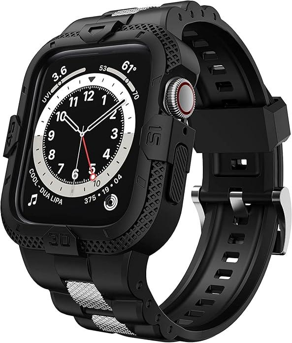 GELISHI Bands Compatible for Apple Watch Band 41mm 40mm 38mm, Men Sport Rugged Band with Protective Case for Watch Series 9 8 7/Series 6 SE 5 4 3