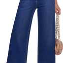 GRAPENT Cute Jeans for Women Denim Outfit Womens Short Length Patch Pocket Plus Size High Rise Wide Leg Cropped Jeans, Darkness Blue, XL, US Size 16 to 18