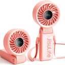 JISULIFE Handheld Fan Life7  Ultimate Flexibility: High-Power Motor, LED Display, 13 Hrs Cooling, 3600mAh Rechargeable, 5-Speed, Foldable Design, 3-IN-1 Portable Fan for Travel Cruise Beach(Pink)