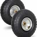 4.10/3.50-4 Pneumatic Tire, 10" Tire and Wheel, 2 Pack, with 2.2" Offset Hub, 5/8" Axle Bore Hole, Sealed Bearings, for Hand Truck Trolley Dolly Cart