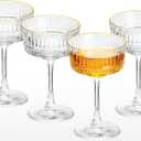 Coupe Glasses, Gold Rim Martini Coupe Glasses Set of 4, 8 oz Classic Cocktail Glassware - Champagne, Manhattan, Cosmopolitan, Crystal Goblets, Vintage Art Deco Luxury