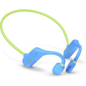 Kids Headphones, Wirelss 5.3 Air Conduction Open Ear Headphones Lightweight Kids IPX5 Waterproof with Microphone for School, Home and Outdoor-Blue