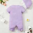 SUNNY PIGGY Baby Girl Clothes Infant Sleeveless Jumpsuit One Piece Romper Newborn Overalls Outfits Bodysuit with Hat (6-12 Months, Purple-lace)