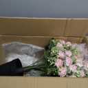 24" Artificial Potted Flowers, UV Resistant Faux Pink Roses for Outdoors