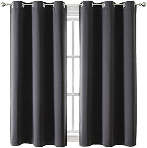ChrisDowa Grommet Blackout Curtains for Bedroom and Living Room - 1 Panel  Set Thermal Insulated Room Darkening Curtains (Dark Grey, 42 x 63 Inch)