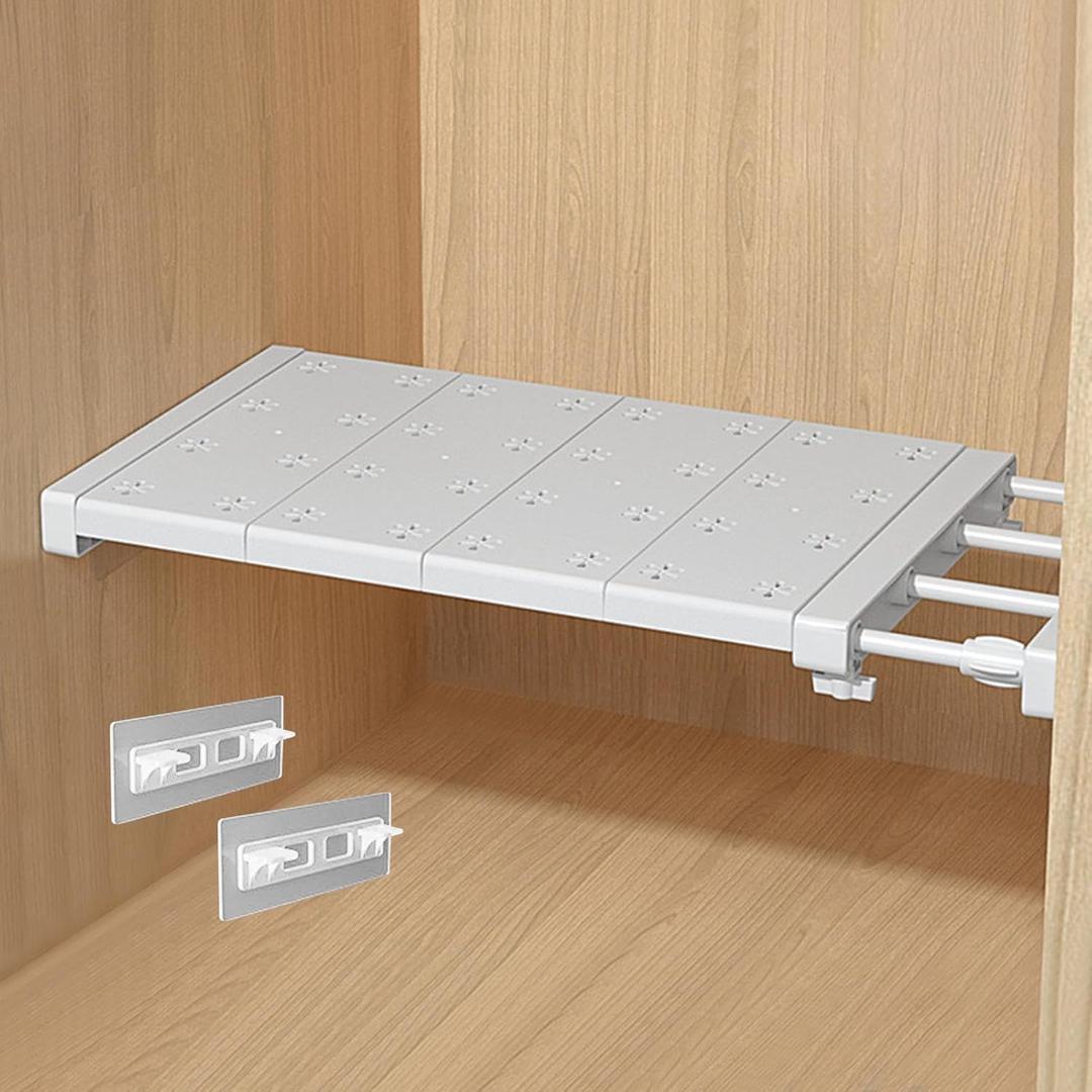 Closet Tension Shelf Rod Expandable Shelf, Adjustable Storage Rack, DIY Organizer Divider Separator for Cabinet Wardrobe Cupboard Kitchen Bathroom (Size:48-80cm), 38-60cm/48-80cm