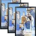 HappyHapi 24x36 Poster Frame, Black Picture Frame for Wall Gallery, Vertically and Horizontally Display Posters, Paintings and Artworks, 3 Pack