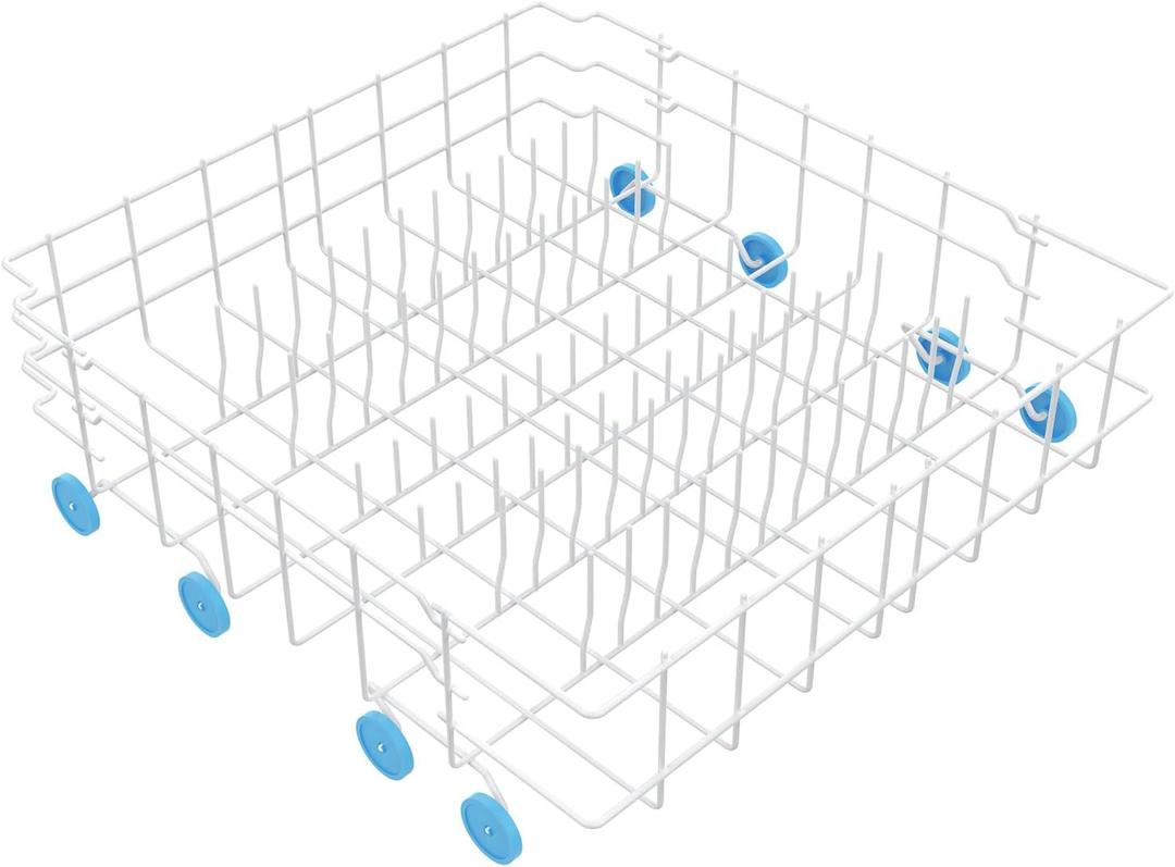 UPGRADED 808602302 5304535768 Dishwasher Lower Rack Replacement Compatible with Frigidaire, Kenmore Dishwasher Bottom Rack with 154174501 Blue Wheels Replace 154432602 154432601 Dishwasher Rack Parts