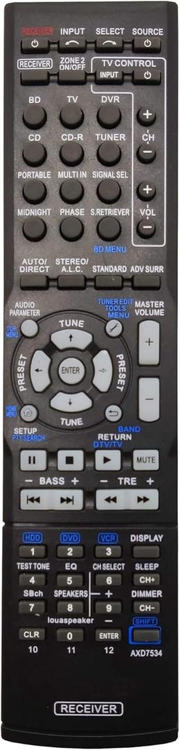 AXD7534/ AXD7535 AV Receiver Remote Control for Pioneer SX-319V, SX-319V-K, VSX-519V, VSX-519V-K, VSX-519V-S