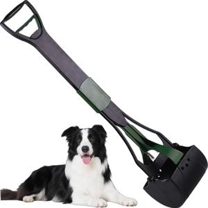 36" Tall Pooper Scooper for Large Dogs Heavy Duty, Long Handle Poop Scoop for Yard, Grass, Gravel, Dog Poop Grabber with High Strength Material and Extra Wide Grip (Dark Green)