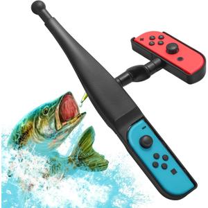 Fishing Rod Controller Accessory for Nintendo Switch Joy-Con, Motion Casting & Reeling Grip for Fishing Games, Lightweight Rod Handle (Not Compatible with Switch 2 Joy-Cons, Controllers Not Included)
