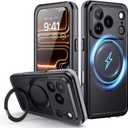 Lanhiem Magnetic for iPhone 17 Pro Max Waterproof Case, Dustproof Case Built-in Screen Protector, [Fit for MagSafe] [Invisible Stand] Shockproof Heavy Duty Underwater Case for 17 Pro Max (Black)