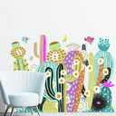 2 x Colorful Cactus Wall Decals Peel and Stick Removable Vinly Boho Cactus Stickers Wall Decor Cacti Room Decor for Kids Toddler Bedroom Nursery