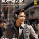 Picun NC60 Hybrid Active Noise Cancelling Headphones, Foldable Wireless Over Ear Bluetooth 5.4 Headphones, 80H Playtime, Transparency Mode, Stereo Bass, Custom EQ via App for Travel Home Black