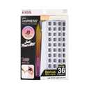 KISS imPRESS Falsies Press On Self Adhesive Eyelashes, 12mm-14mm Natural Volume Press On Lashes, Black, No Glue Needed, Invisible Band, 20 Lash Clusters & Non-Stick Applicator - Natural