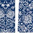Artoid Mode Blue Floral Paisley Kitchen Towels Dish Towels, 18x26 Inch Seasonal Spring Decoration Hand Towels Set of 2