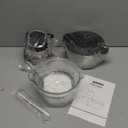 Ganiza Food Processor, 2-Speed Food Chopper Meat Grinder with 8 Cup Stainless Steel & 8 Cup Glass Bowls, Upgraded Button & Smart Overheat Protection Light - Includes Clean Brush, 2 Sets of Blades (Silver)