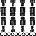 16 Pieces Garden Hose Quick Connector 3/4 Inch Plastic Water Hose Fittings Male and Female Connectors End Adapters with 10 Pieces Rubber Gaskets(Black)
