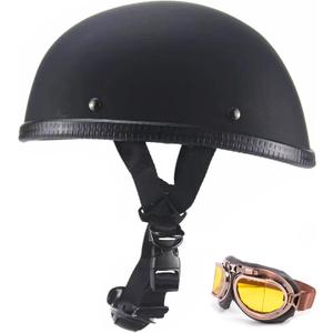Motorcycle Half Helmet, DOT Approved Adult Men Women Retro Open Face Bike-Helmets, Bicycle/Skateboard Helmet for Adults, Bike, Skate, Scooter, Longboard Half Shell Helmet (Matte Black+Y, Small)