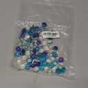 1LB Flat Glass Marbles for Vase, 100 Pcs Mixed Blue Color Glass Pebbles. Glass Rocks for Vase Fillers Fish Tank Crafts Plant Pot Candle Bird Fountains and Wedding Decor
