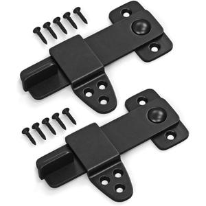 Barn Door Latch - Shed Door Latch - Sliding Barn Door Latches and Catches - Barn Door Lock - Black Wrought Iron Rustic Flip Latch Hardware Kit for Double Doors, Garden Gate, Cabinet, Bar, Pantry (2)