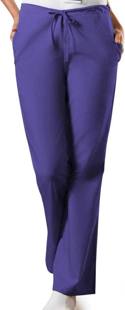 Cherokee Scrub Pants for Women Drawstring Waist with Flare Leg 3 Pockets, Fade Resistant, Durable & Easy Care Fabric - 4101, XS