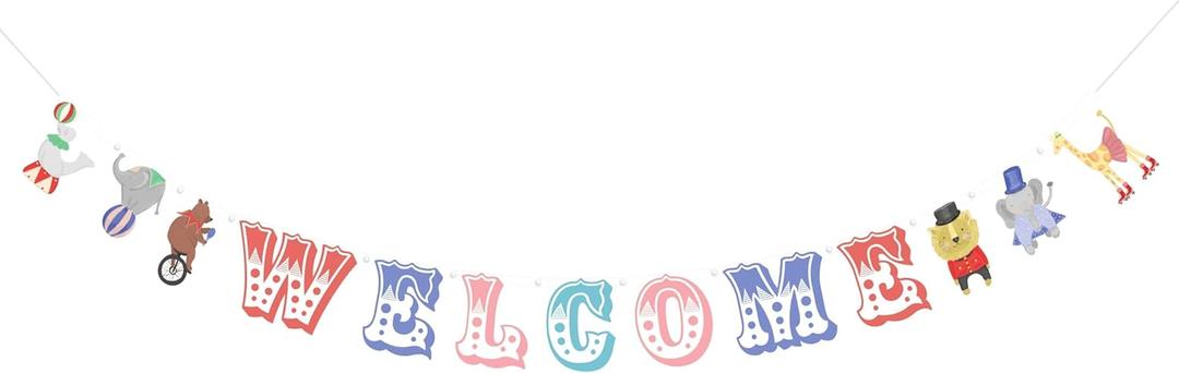 Cheerland Circus Banner Welcome To The Circus Banner Kids Birthday Party Decorations Animal Garland Carnival Theme Classroom Circus Door Decoration Lion Hanging Wall Decor Baby Shower Party Supplies