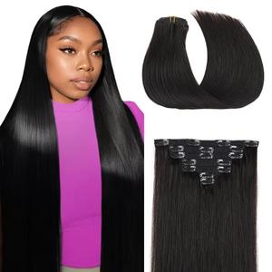 32 Inch 1B Clip in Hair Extensions,Soft Real Human Hair 120g 7pcs,Brazilian Remy Clip ins for Women,Natural Black Clip ins Silky Straight Hair Extensions