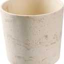 Ekirlin 7 Inch Natural Travertine Textures Plant Pot, Resin Outdoor Planter with Drainage Hole, Removable Rubber Stopper and NonSlip Soft Pad,Weatherproof Decorative Pot for Indoor/Garden Plants