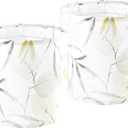 Set of 2 Small Drum Lamp Shade Leaf Patterned Lamp Shade - 10" x 10" x 10" - Ideal for Table & Floor Lamps - Natural Linen - Farmhouse & Modern Decor - Assembly Required - Hand Crafted By GO&SO