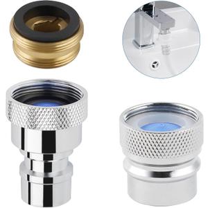 2 Pcs Portable Dishwasher Faucet Adapter, Metal Sink Faucet Aerator Adapter for Dishwasher, 55/64-27 Female and 15/16-27 Male Thread for Kitchen/Bathroom/Rvs, Easy to Install, Chrome