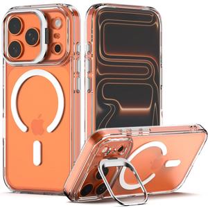 Nvollnoe for iPhone 17 Pro Case Compatible with MagSafe Military Grade Shockproof Heavy Duty Protective Adjustable Kickstand Matte Semi Clear Phone Case for iPhone 17 Pro(Clear)