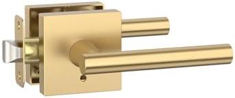 Asidrama 1 Pack Champagne Bronze Privacy Door Handles, Door Lever with Door Knobs Indoor for Bedroom or Bathroom, Heavy Duty Door Handles Interior with Locks for Left Right Sided Doors ZR01-097
