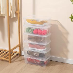 Shoe Storage Box Clear Plastic Stackable Storage box with Lid Durable Closet Containers for Shoes, Crafts and Art Supplies 5 pack