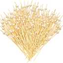 Okuna Outpost 150 Pack Bamboo Pearl Toothpicks for Food - Cocktail Picks for Fancy Appetizers and Party Decor - 4.7 Inch Decorative Food Picks (White Pearl)