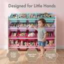 Humble Crew Toy Storage Organizer with 16 Removable Storage Bins for Kids Playroom, 4-Tier Toddler Toy Organization, White/Blue/Pink/Purple