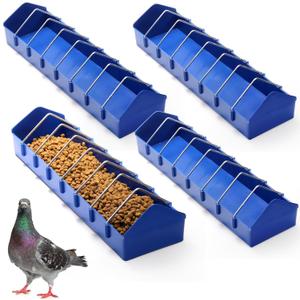 Coloch 4 Pack Large Pigeon Feeder, 8 Slot Poultry Feeder Bowl Thick Chicken Feeding Dish Bird Food Dispenser Tool Slot Container for Bird, Chicken, Duck, Poultry, Parrots