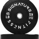 Fitvids Olympic Bumper Plates Set, 2" Weight Plates for Strength Training & Weightlifting, Paris or Set or Set with Barbell, Multiple Options (Black, 45LB)