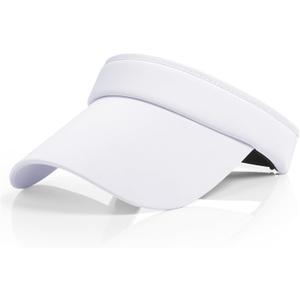 2 x Sun Visor Hat Sport Wear Athletic Visor Adjustable Lightweight Wide Brim Cap Beach Hat for Women and Men Golf Tennis (White)