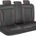 MotorBox Faux Leather Rear Bench Seat Cover – Semi-Universal Fit for Cars, SUVs & Trucks – Napa Style Back Seat Protector with Cushioned Design – Durable, Stylish Interior Upgrade