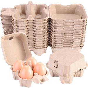 30 Pack Egg Cartons 4 Count, Cheap Bulk Pulp 4 Cell Containers Vintage Easter, 1/3 Dozen Sturdy Natural Kraft Paper Holder Box for Storage Fresh Chicken Huevo 2x2