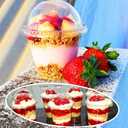 Szsrcywd 50 Pack 9 oz Clear Plastic Cups,Disposable Dessert Cups with No Hole Dome Lids,Crystal PET Party Cup for Parfait,Salad,Ice Cream,Cold Drink,Cupcake