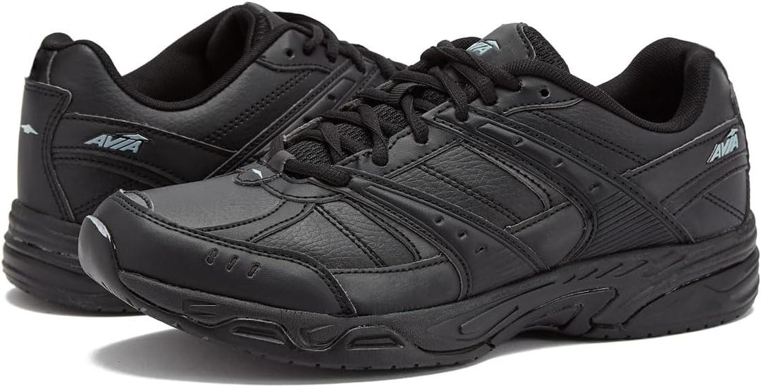 Avia Avi-Union II Non Slip Shoes for Women - Lace Up Comfort Women's Work or Walking Sneakers, Medium or Wide, Black or White (9)